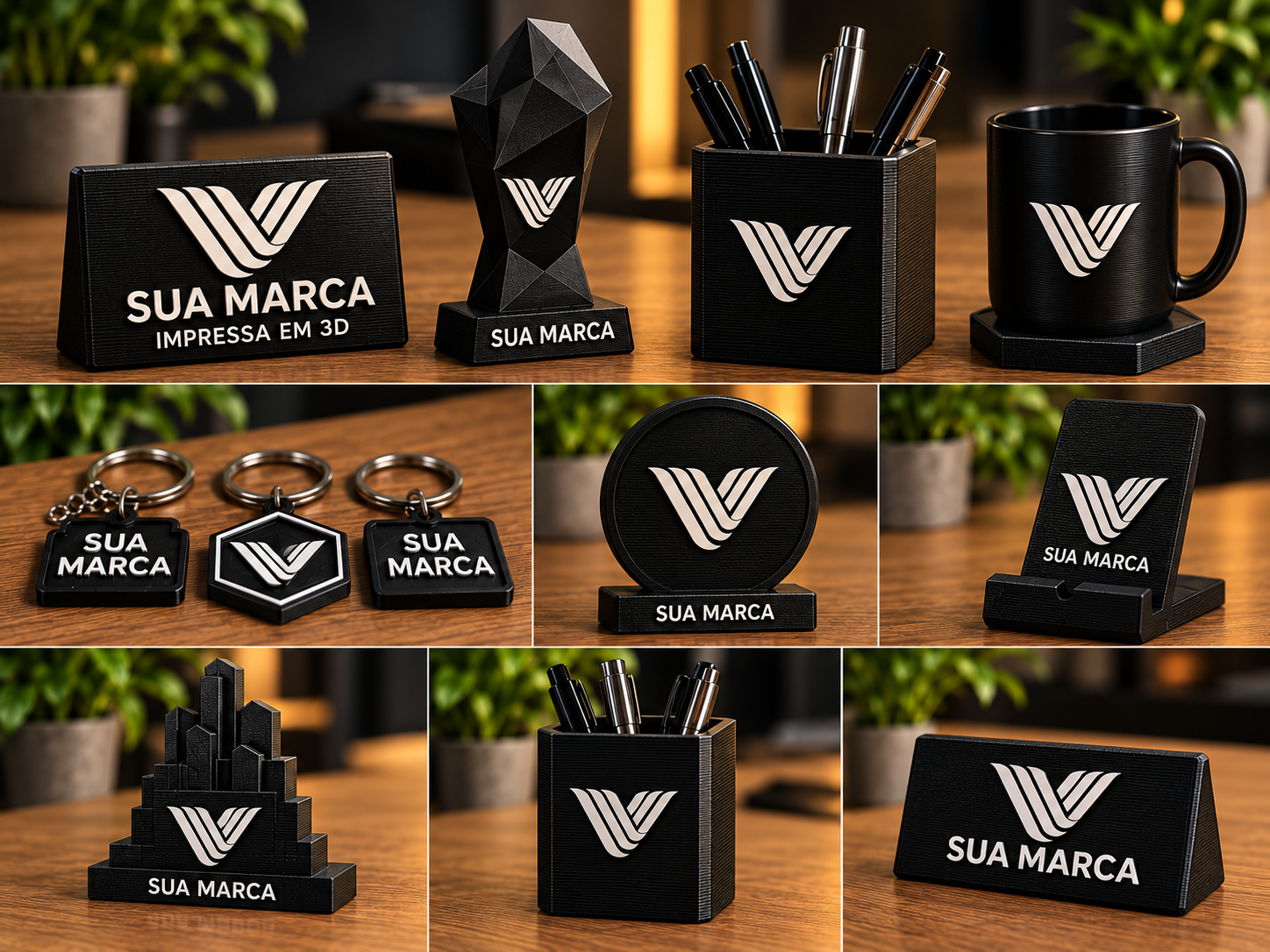 Brindes corporativos personalizados com logotipo em 3D